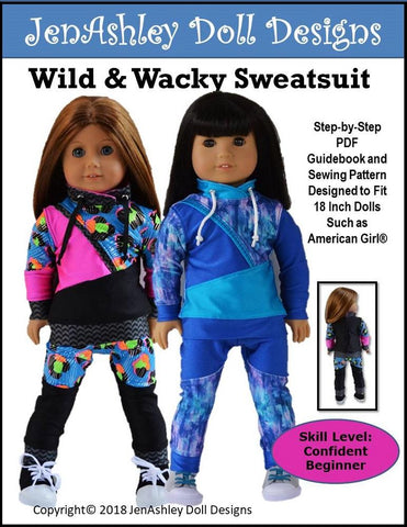 Jen Ashley Doll Designs 18 Inch Modern Wild & Wacky Sweatsuit 18" Doll Clothes Pattern larougetdelisle