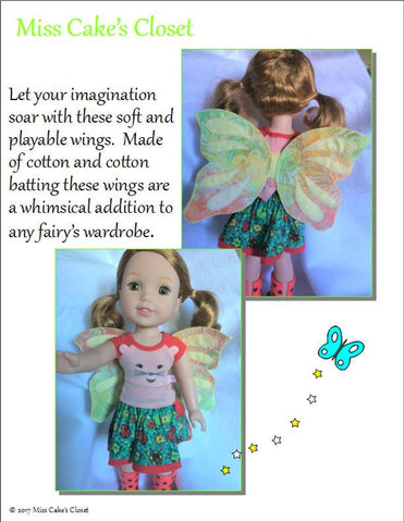 Miss Cake's Closet WellieWishers Garden Fairy Wings 13-14.5" Doll Accessory Pattern larougetdelisle