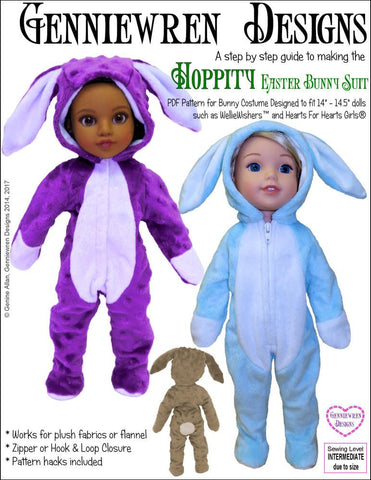 Genniewren WellieWishers Hoppity Bunny Suit 14-14.5 Inch Doll Clothes Pattern larougetdelisle