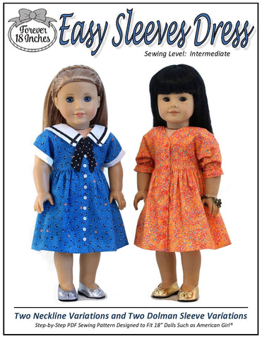 Forever 18 Inches 18 Inch Modern Easy Sleeves Dress 18" Doll Clothes Pattern larougetdelisle