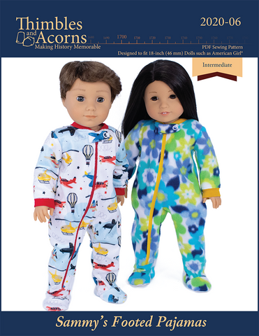 Thimbles and Acorns 18 Inch Boy Doll Sammy's Footed Pajamas 18" Doll Clothes Pattern larougetdelisle