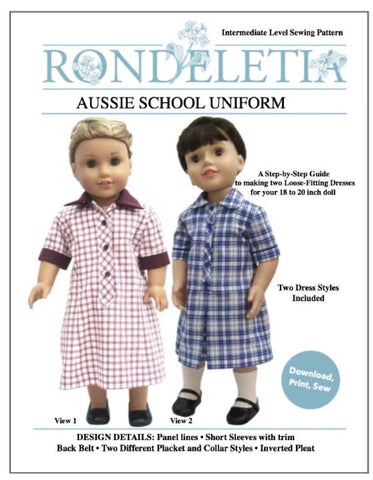 Rondeletia 18 Inch Modern Aussie School Uniform Pattern for 18 to 20 Inch Dolls larougetdelisle