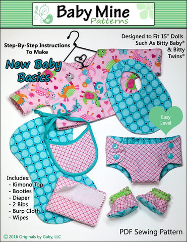 Baby Mine Bitty Baby/Twin New Baby Basics 15" Baby Doll Clothes Pattern larougetdelisle