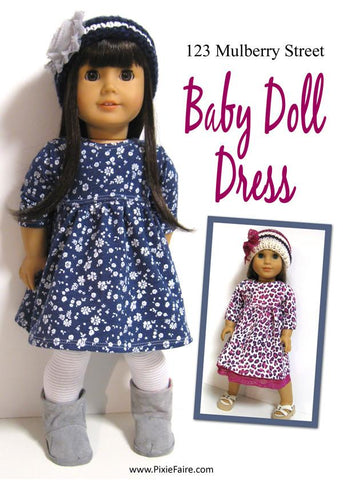 123 Mulberry Street 18 Inch Modern Babydoll Dress 18" Doll Clothes Pattern larougetdelisle