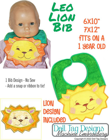 Doll Tag Clothing Machine Embroidery Design Leo Lion Bib Machine Embroidery Designs larougetdelisle