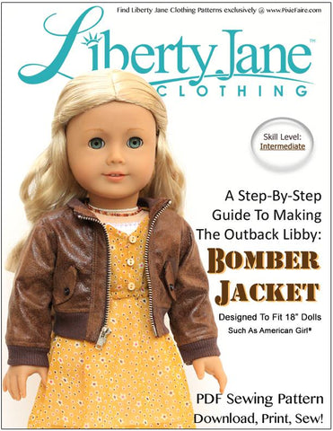 Liberty Jane 18 Inch Modern Bomber Jacket 18" Doll Clothes Pattern larougetdelisle