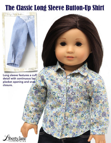 Liberty Jane 18 Inch Modern Button Up Shirt Bundle for Girls and Boys 18" Doll Clothes Pattern larougetdelisle