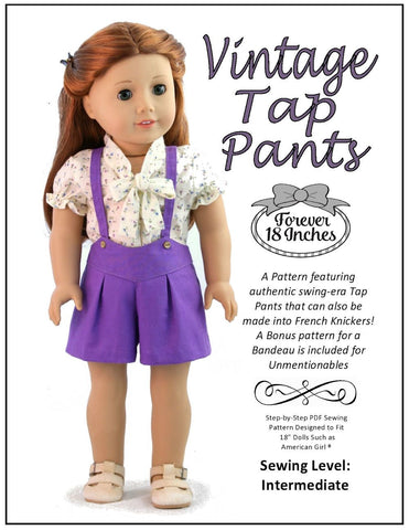 Forever 18 Inches 18 Inch Modern Vintage Tap Pants 18" Doll Clothes Pattern larougetdelisle