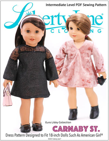 Liberty Jane 18 Inch Modern Carnaby St. Dress 18” Doll Clothes Pattern larougetdelisle