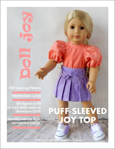 Doll Joy 18 Inch Modern Puff-Sleeved Joy Top 18" Doll Clothes Pattern larougetdelisle