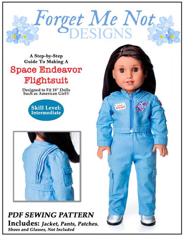 Forget Me Not Designs 18 Inch Modern Space Endeavor Flightsuit 18" Doll Clothes Pattern larougetdelisle
