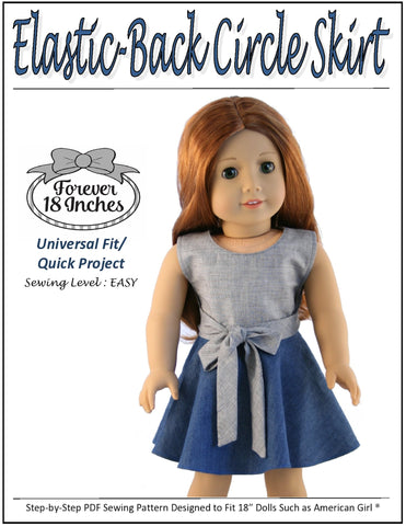Forever 18 Inches 18 Inch Modern Elastic-Back Circle Skirt 18" Doll Clothes Pattern larougetdelisle