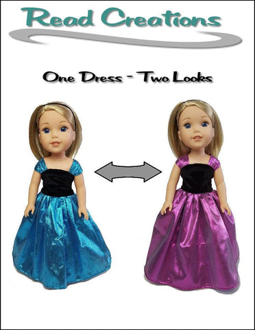 Read Creations WellieWishers Reversible Fancy Dress 14.5" Doll Clothes Pattern larougetdelisle