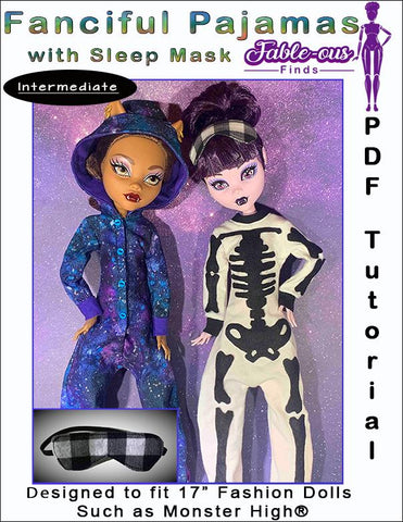 Fable-ous Finds Monster High Fanciful Pajamas with Sleep Mask Pattern for 17 Inch Fashion Dolls larougetdelisle