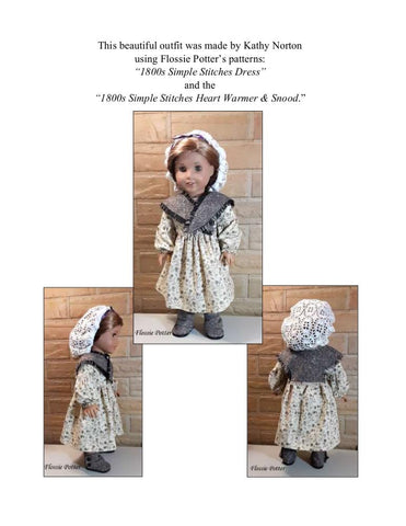 Flossie Potter 18 Inch Historical 1800s Simple Stitches Heart Warmer & Snood 18" Doll Accessory Pattern larougetdelisle