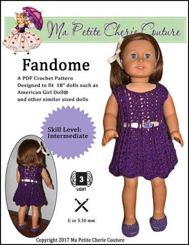 Mon Petite Cherie Couture Crochet Fandome Dress 18" Doll Crochet Pattern larougetdelisle