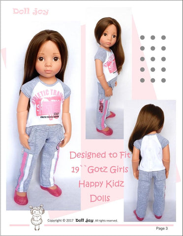 Doll Joy Gotz 19 Inch Raglan-Sleeved T-shirt Pattern for 19" Gotz Dolls larougetdelisle