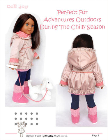 Doll Joy 18 Inch Modern Windbreaker Jacket 18" Doll Clothes Pattern larougetdelisle
