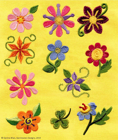 Genniewren Machine Embroidery Design Mini Funky Flowers Machine Embroidery Designs larougetdelisle