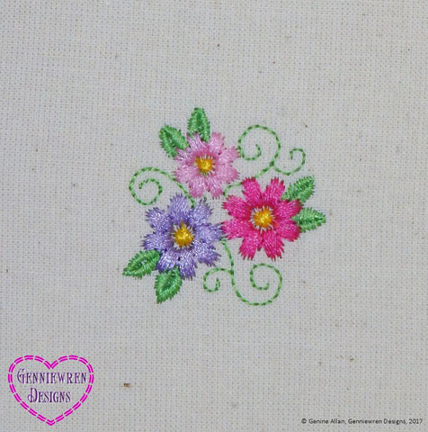 Genniewren Machine Embroidery Design FREE Three Flowers Machine Embroidery Design larougetdelisle
