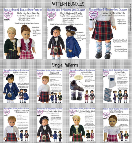 Genniewren 18 Inch Modern Highland Kilt 18" Doll Clothes Pattern larougetdelisle