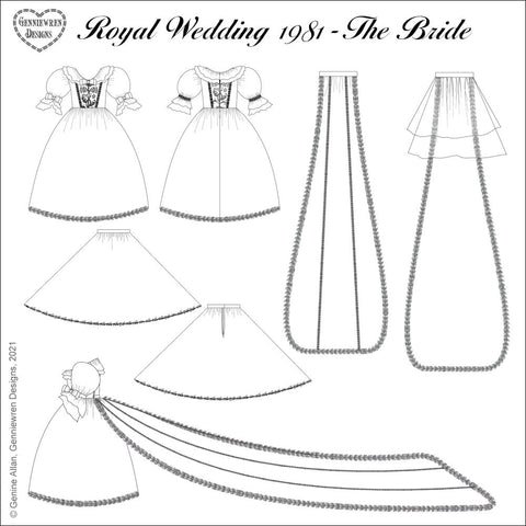 Genniewren 18 Inch Historical Royal Wedding 1981 The Bride 18 inch Doll Clothes Pattern larougetdelisle