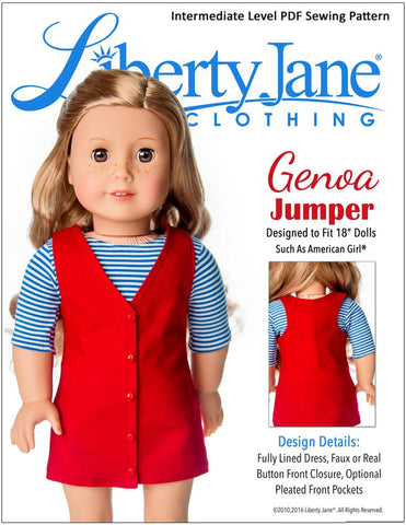 Liberty Jane 18 Inch Modern Genoa Jumper 18" Doll Clothes Pattern larougetdelisle