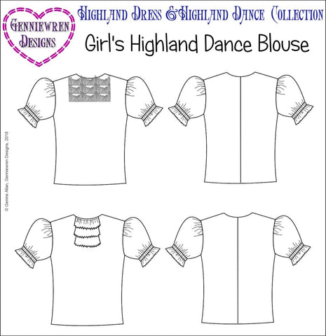 Genniewren 18 Inch Modern Highland Dance Blouse 18" Doll Clothes Pattern larougetdelisle