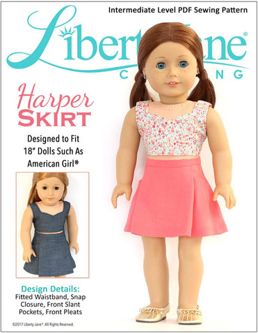 Liberty Jane 18 Inch Modern Harper Skirt 18" Doll Clothes Pattern larougetdelisle