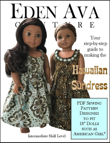 Eden Ava 18 Inch Modern Hawaiian Sundress 18" Doll Clothes Pattern larougetdelisle
