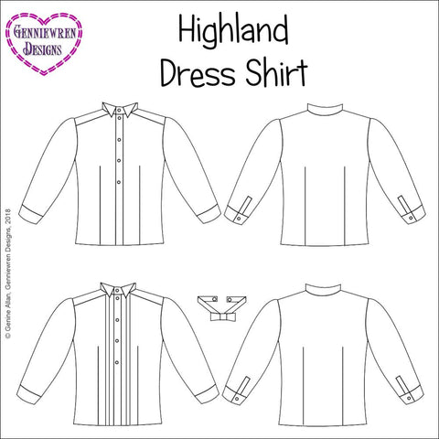Genniewren 18 Inch Modern Highland Dress Shirt 18" Doll Clothes Pattern larougetdelisle