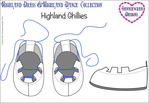 Genniewren 18 Inch Modern Highland Ghillies 18" Doll Clothes Pattern larougetdelisle