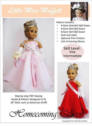 Little Miss Muffett 18 Inch Modern Homecoming Queen 18" Doll Clothes Pattern larougetdelisle