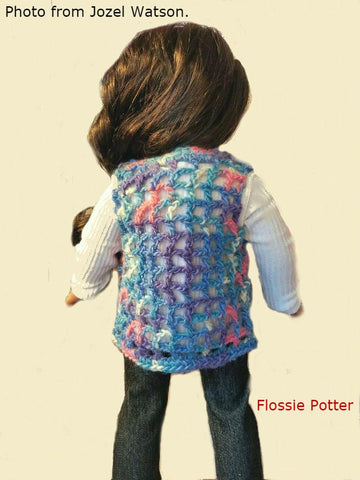 Flossie Potter Crochet 1970s Winging-It Crocheted Vest 18” Doll Crochet Pattern larougetdelisle
