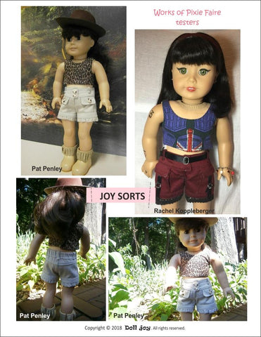 Doll Joy 18 Inch Modern Joy Shorts 18" Doll Clothes Pattern larougetdelisle