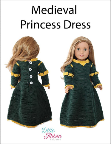 Little Abbee Crochet Medieval Princess Dress Crochet Pattern for 18" Dolls larougetdelisle