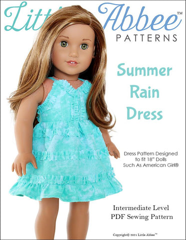 Little Abbee 18 Inch Modern Summer Rain Dress 18" Doll Clothes Pattern larougetdelisle