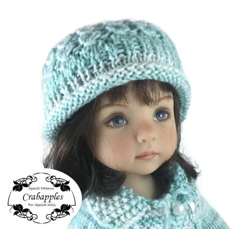 Crabapples Little Darling Eyelet Cable Hat Knitting Pattern for Little Darling Dolls larougetdelisle
