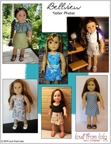 Love From Lola 18 Inch Modern Bellview Dress and Romper 18" Doll Clothes Pattern larougetdelisle