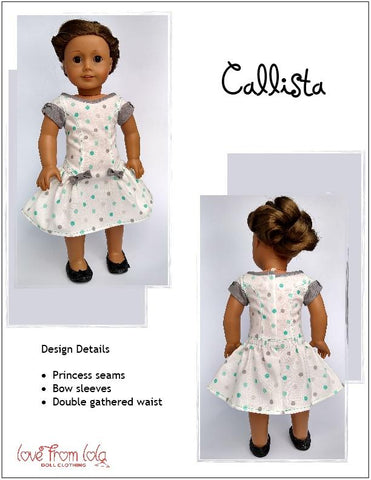 Love From Lola 18 Inch Modern Callista Dress 18" Doll Clothes Pattern larougetdelisle