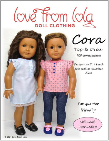 Love From Lola 18 Inch Modern Cora Top and Dress 18" Doll Clothes Pattern larougetdelisle