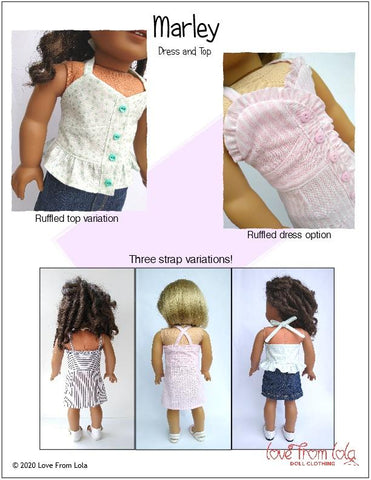 Love From Lola 18 Inch Modern Marley Dress and Top 18" Doll Clothes Pattern larougetdelisle