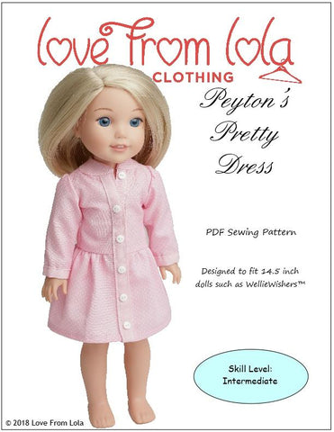 Love From Lola WellieWishers Peyton's Pretty Dress 14.5" Doll Clothes Pattern larougetdelisle