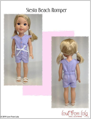 Love From Lola WellieWishers Siesta Beach Romper 14" - 14.5" Doll Clothes Pattern larougetdelisle