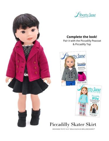Liberty Jane WellieWishers Piccadilly Skater Skirt 14.5 Inch Doll Clothes Pattern larougetdelisle
