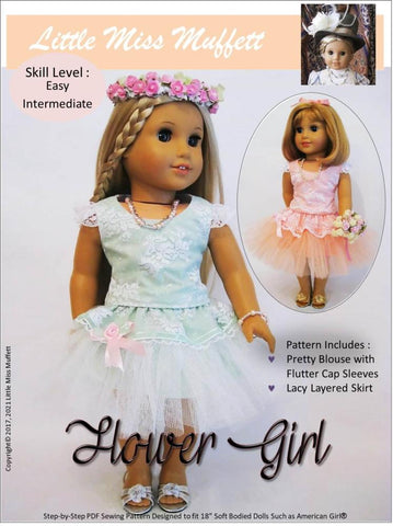 Little Miss Muffett 18 Inch Modern Flower Girl 18" Doll Clothes Pattern larougetdelisle