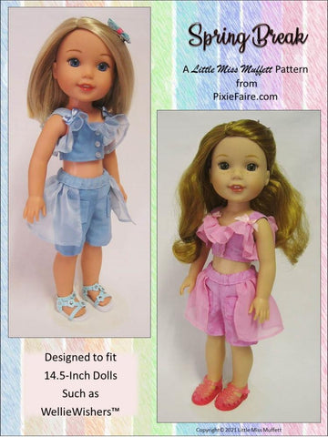 Little Miss Muffett WellieWishers Spring Break 14.5" Doll Clothes Pattern larougetdelisle