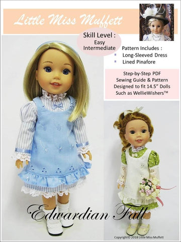 Little Miss Muffett WellieWishers Edwardian Fall 14.5" Doll Clothes Pattern larougetdelisle