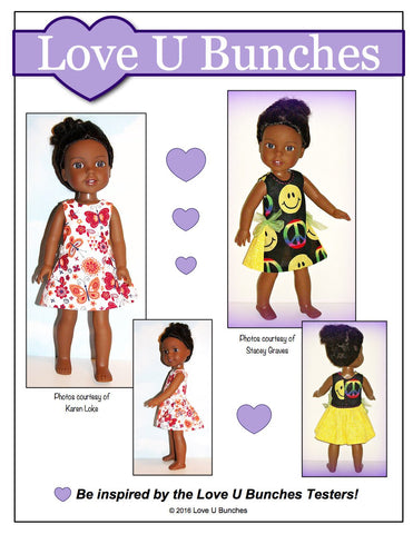 Love U Bunches WellieWishers Polka Dot Party Dress 14.5" Doll Clothes Pattern larougetdelisle