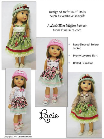 Little Miss Muffett WellieWishers Lacie 14.5" Doll Clothes Pattern larougetdelisle